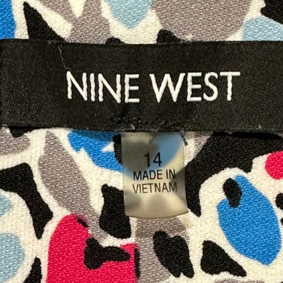 Nine West Top Size 14 Blue Pink White Sleeveless Flowy Loose Fit Vibrant - Picture 5 of 6